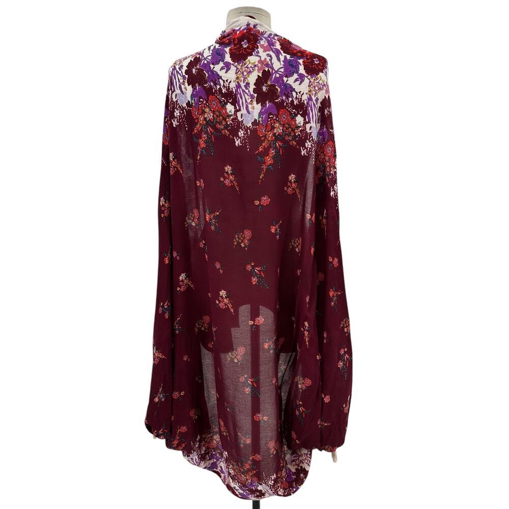 Free People Bali Wrapped In Blooms Shawl Kimono Wrap Berry Combo One‎ Size - Picture 8 of 12